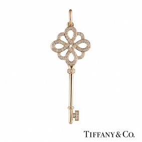 Tiffany & Co. Knot Key Diamond Rose Gold Pendant 